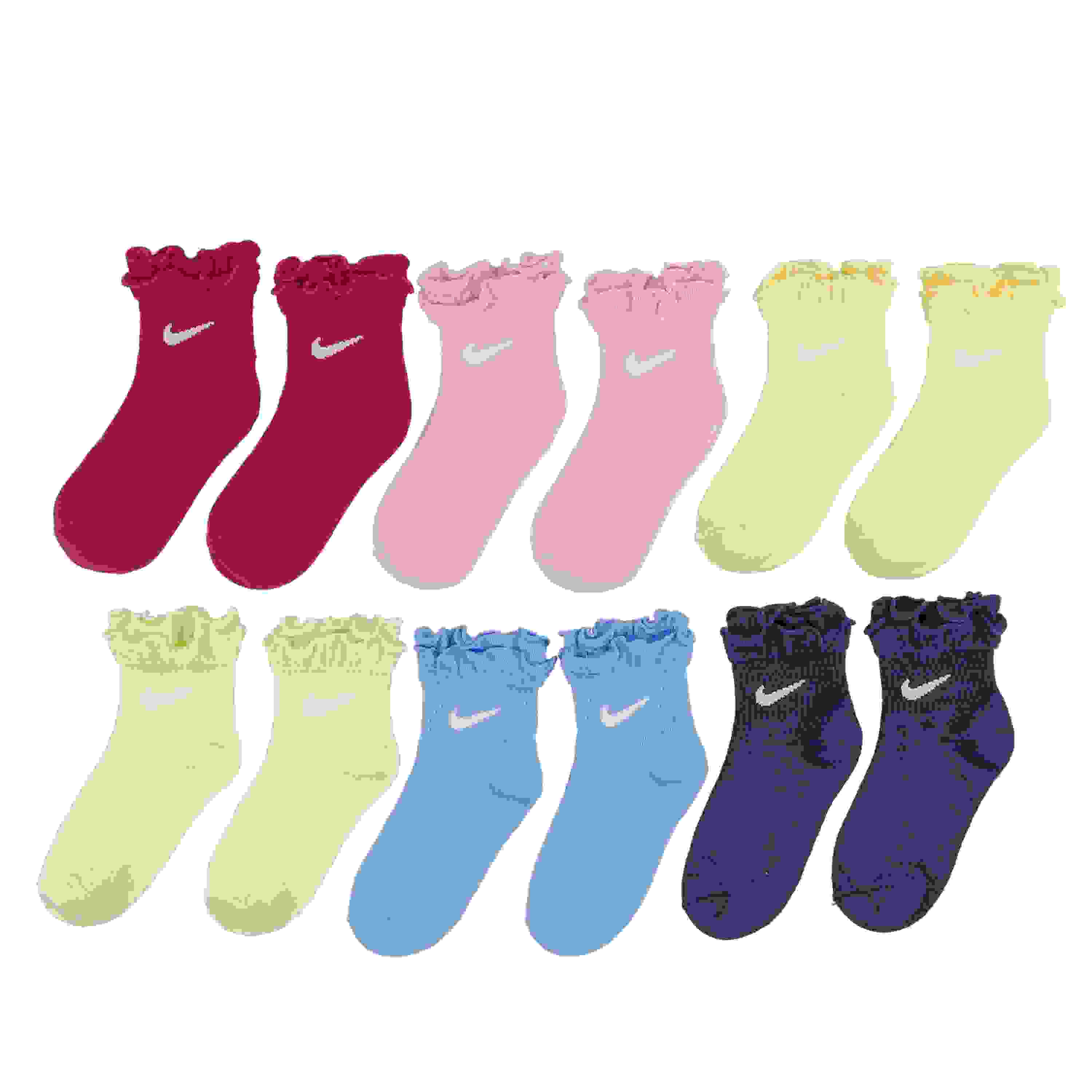 Nike 6-Pack Ruffle Ankle Big Girls' Multi Socks